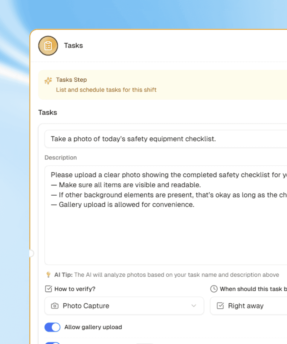 Task configuration with AI photo hints