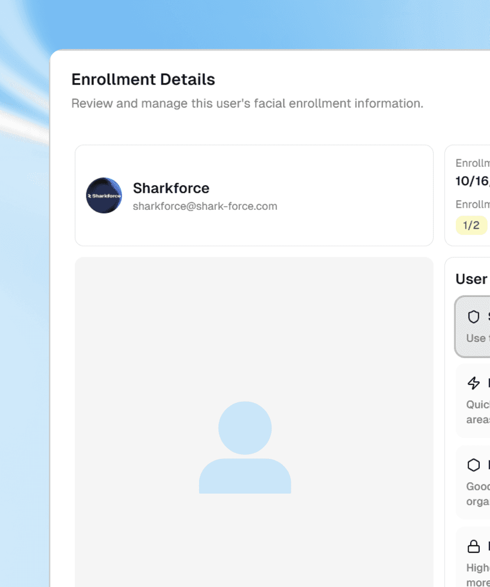Facial enrollment details and user management